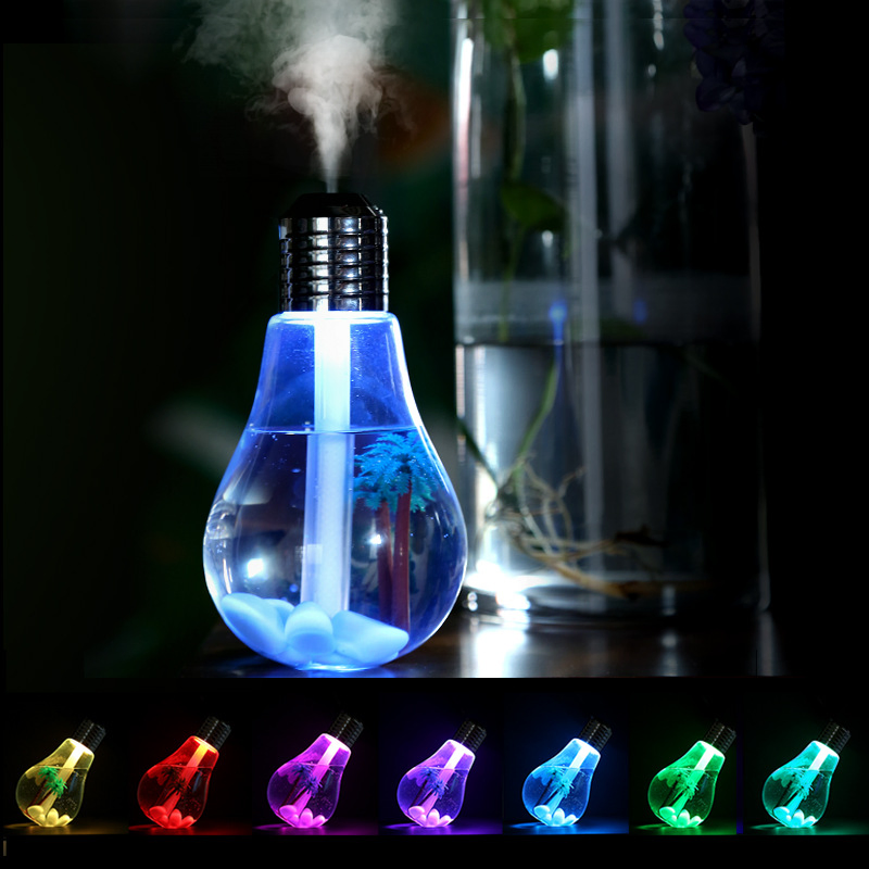 Cute Small Bulb Shaped Desktop Micro Landscape Humidifier Quiet Moisturizing Safe Home Appliance Decoration Gift