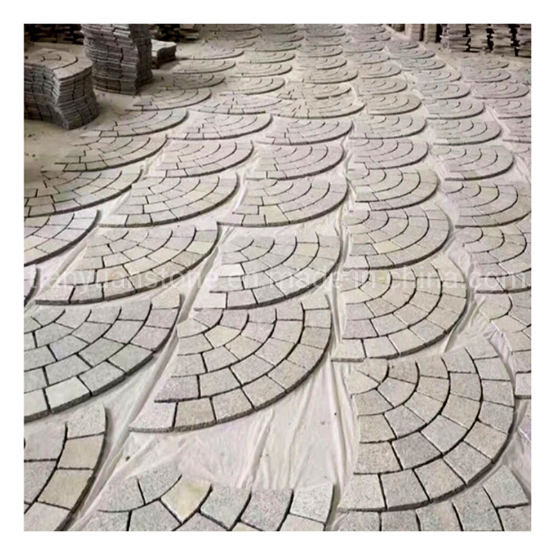 Fan Shape Meshed Cobblestone for Exterior Paving and Car Parking Area