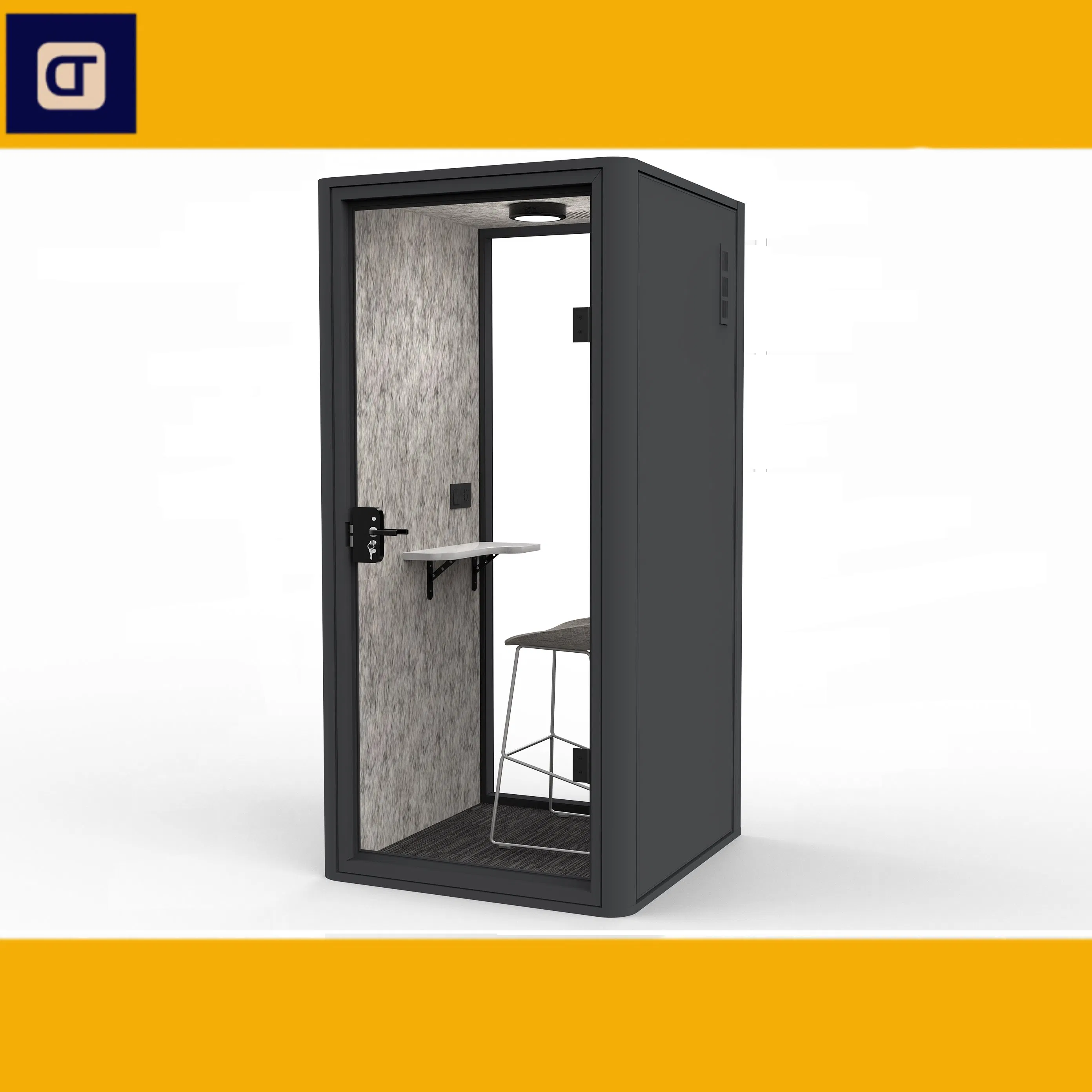Hot Sale Prefab Modular Room Pod Glass Frame Style Pod High Quality Black Assembled Private Soundproofing Meeting Room Recording Studio Soundproof Pod