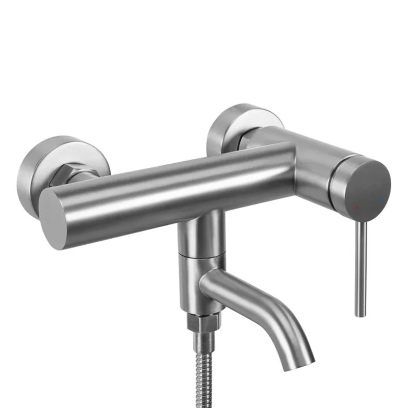 Sanipro Bathroom Fittings Wall-Mounted 304 Stainless Steel Brushed Bathtub Tap Mixing Valve Round Shower Mixer Faucet Set