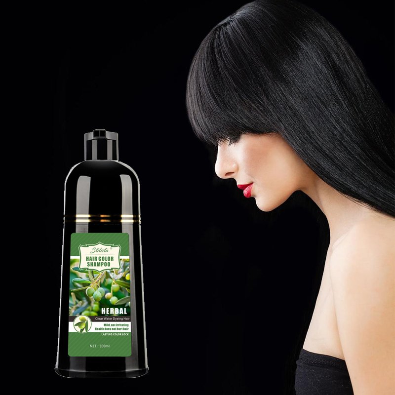 Permanent Herbal Speedy Black Hair Dye Shampoo for Gray and White Hair Coverage