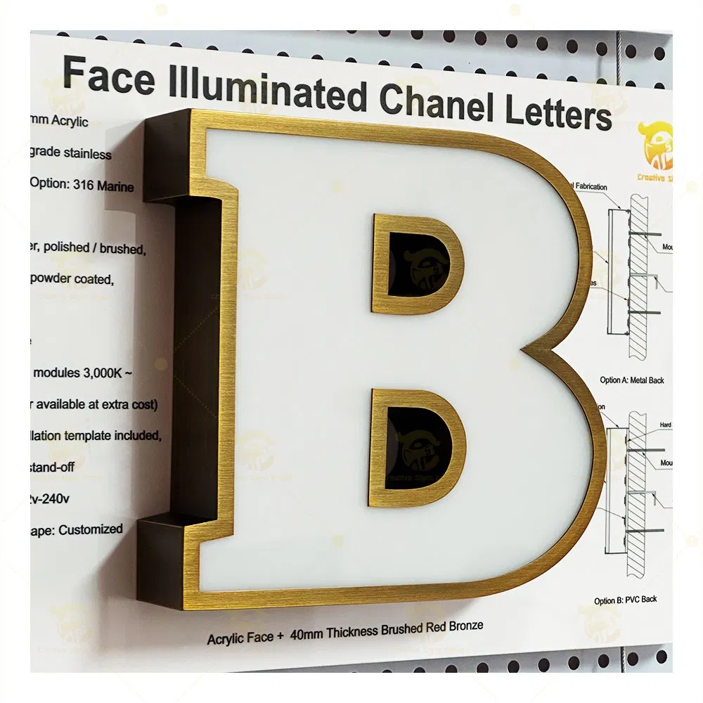 Face Illuminated Channel Letters Custom LED Front Lit Sign Letters
