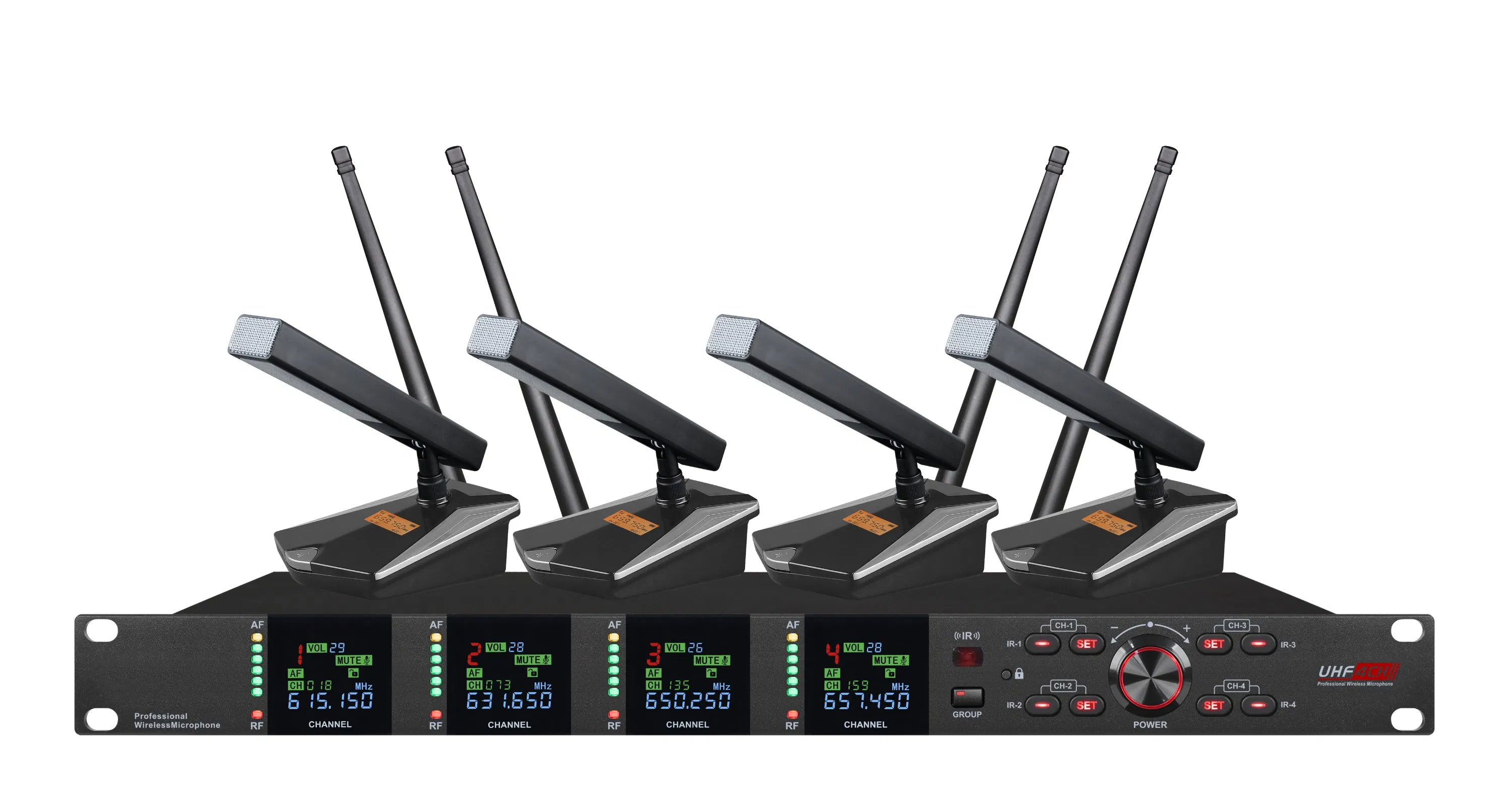 Factory Hot Sale 4-Channel UHF Gooseneck Conference Wireless Microphone for Meetings Speech