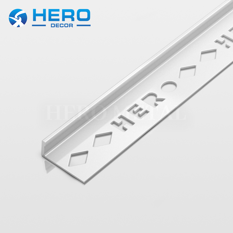 Straight Shape Strip Aluminium Alloy Factory Floor Decorative Strip Hero Metal Matte Silver L Shaped Wall Tile Corner Trim