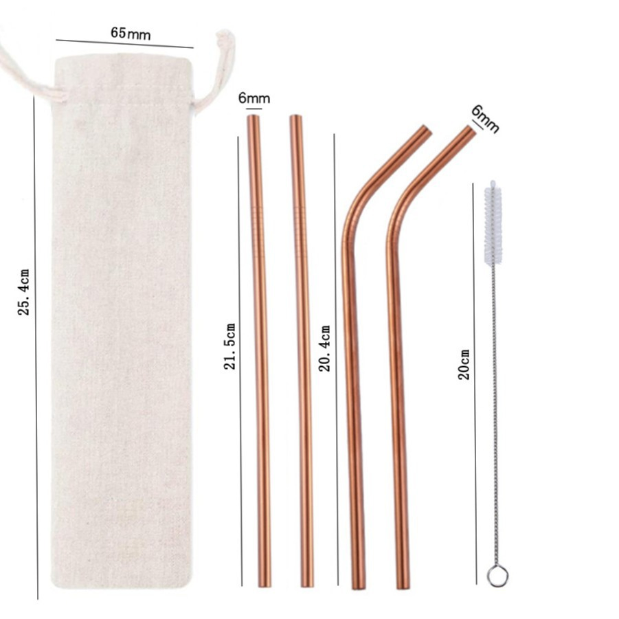 Customization 304 Stainless Steel Straw Set with Brush for Gift