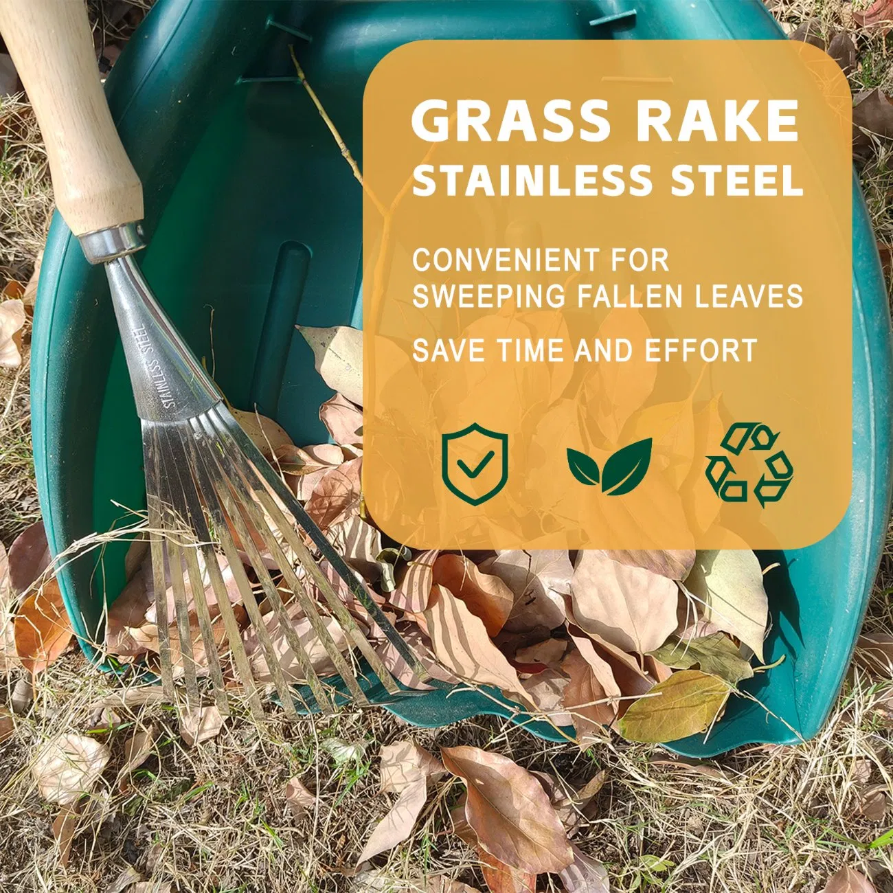 9-Teeth Rake Hand Cultivator Grass Rake Garden Cultivating Soil, Weeding, Leaves