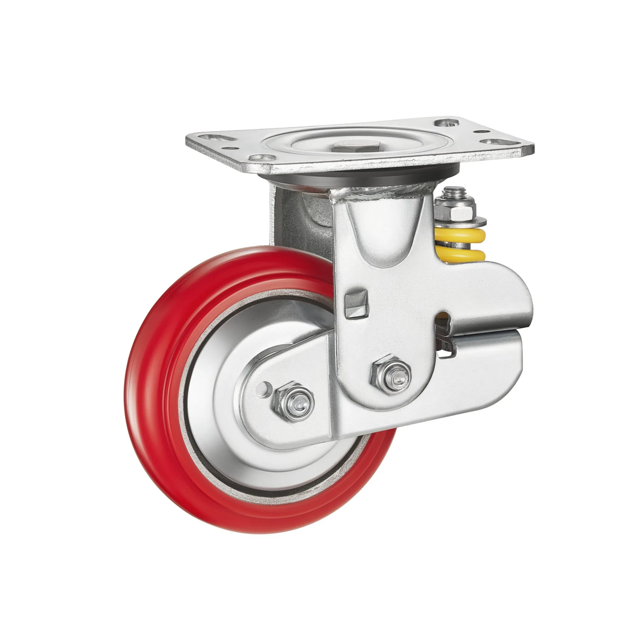 Heavy Duty 5" 6′ ′ Iron Core PU Single Springs Swivel Shockproof Caster Wheel