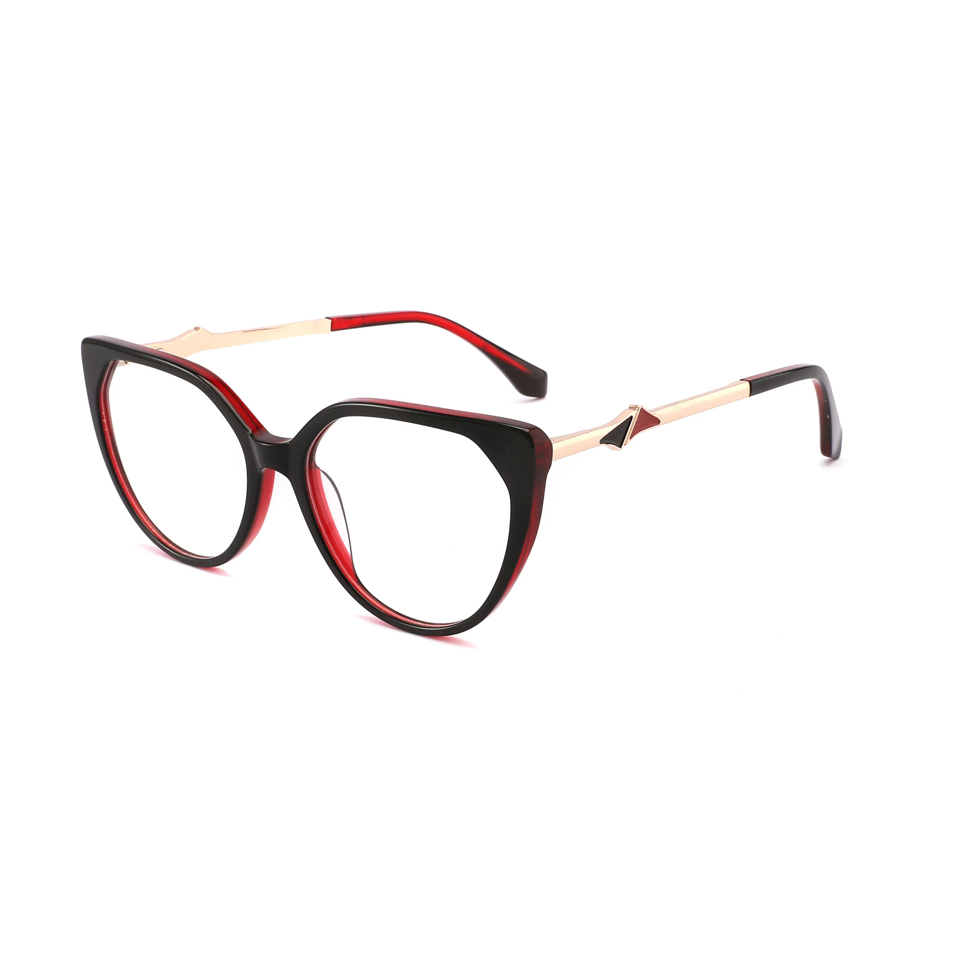 Classical Style Demi Brown Women Eyewear Metal Temple Acetate Optical Frame