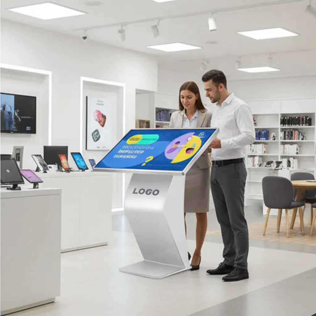 Lobby Interactive Kiosk with Qr Scanner and Built-in Printer System