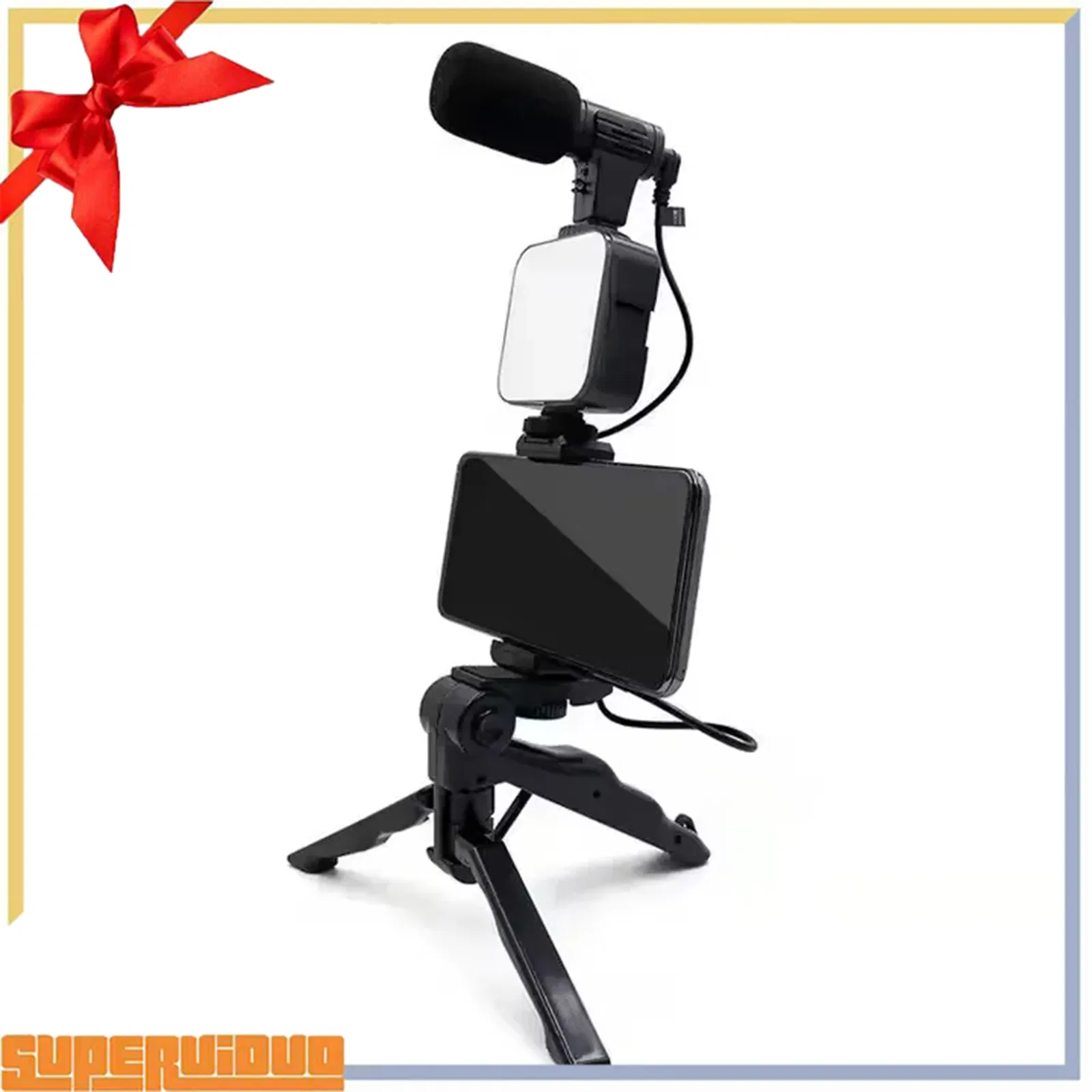 Портативный LED-свет для видеоблогинга с микрофоном и штативом