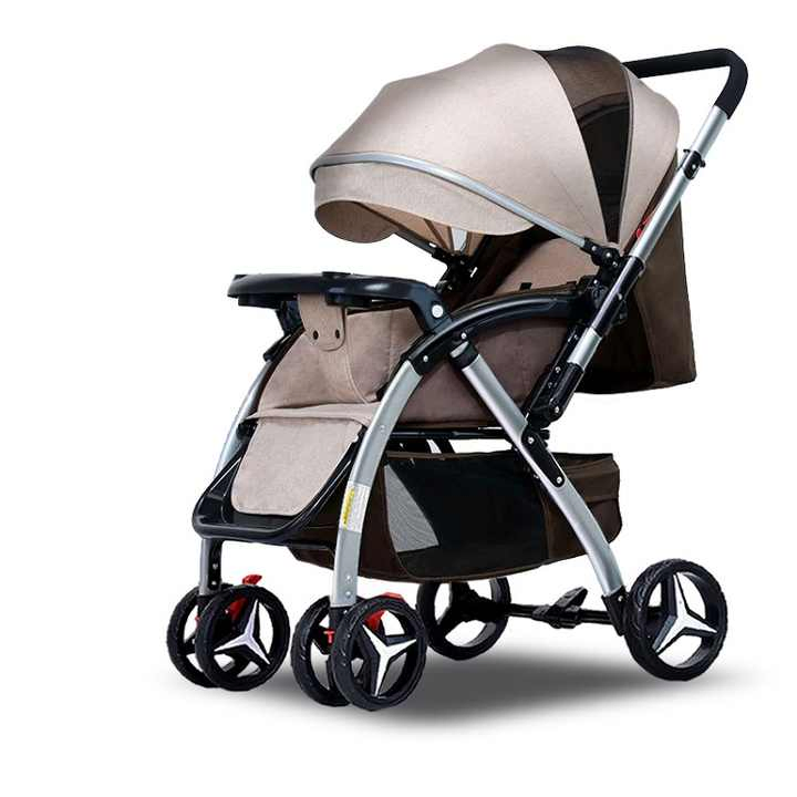 Baby Stroller Bidirectional Can Be Adjusted to Sit and Lie Down Baby Pram with Detachable Dinner Plate Baby Carriage