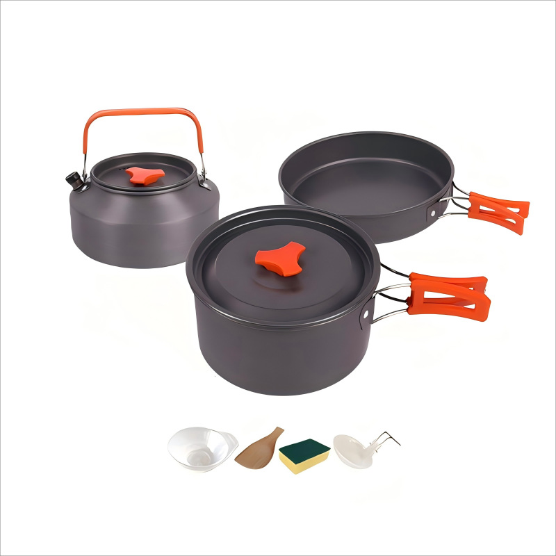 Large Size 18PCS Mess Kit Pot Pan Kettle Outdoor Camping Cookware Set