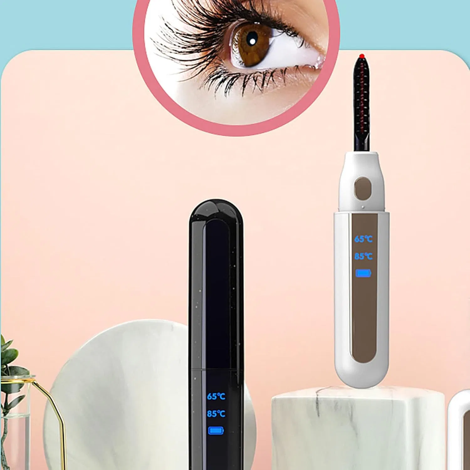 Portable Electric Eyelash Curler - Heating Makeup Tool for Beautiful Lashes