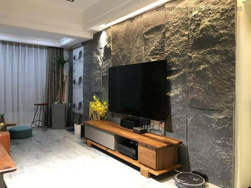 Natural Stone Tile Gardern Design Exterior Black Mushroom Granite Wall Cladding