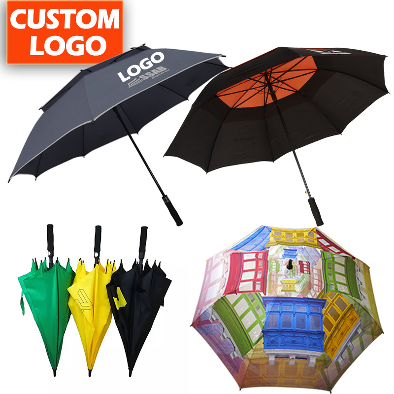 High Quality Manual Open Long Shaft Umbrella Windproof Golf Umbrella