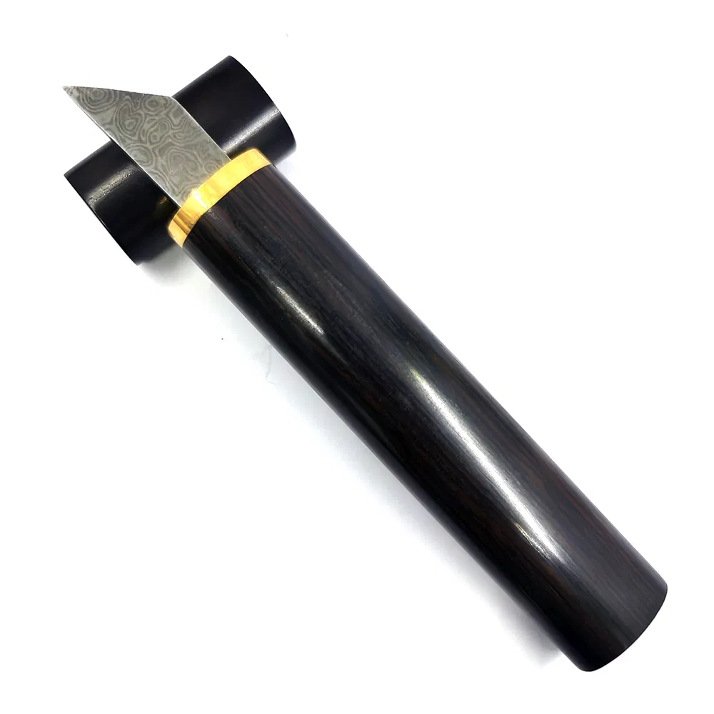 Fbk-Dam003 4.4" Mini Deflected Blade Damascus Steel Fixed Wood Carving Knife