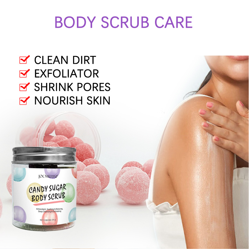 Private Label Moisturizing Exfoliating Organic Fruit Scent Shea Butter Cubes Sugar Balls Body Scrub