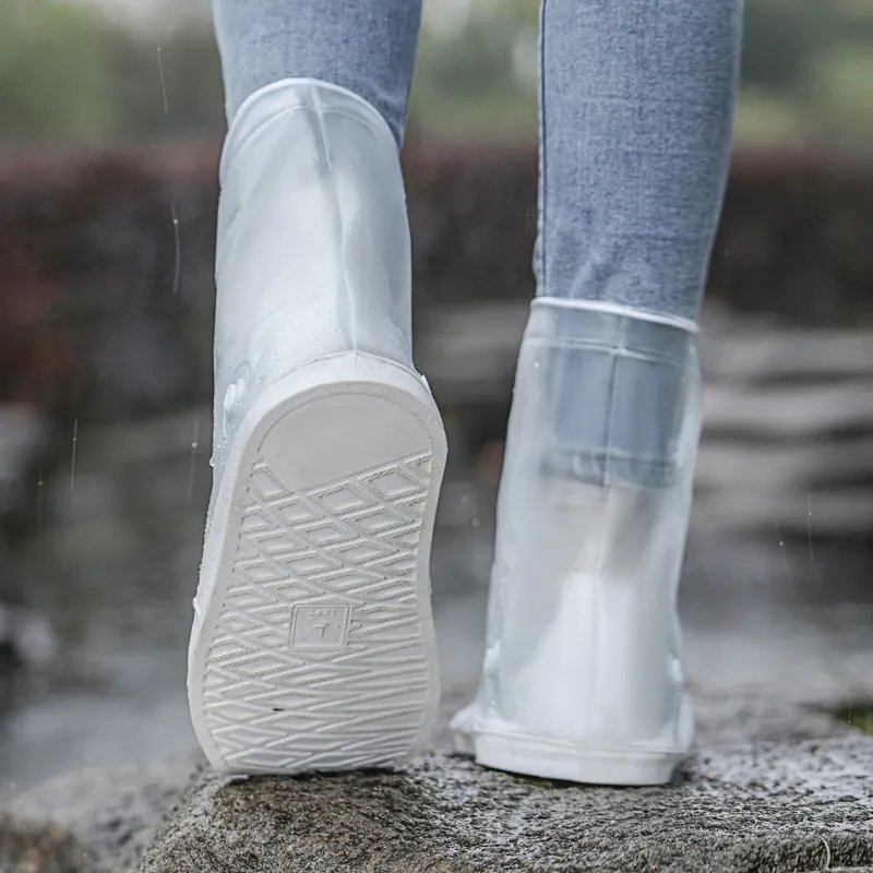 Oil Slip Resistance Waterproof Reusable Transparent PVC Rain Shoes Cover