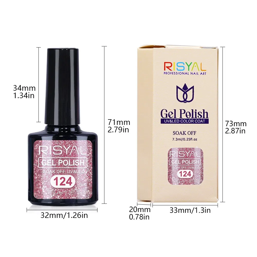 Holographic Gel Nail Polish - 12 Colors Rainbow Chrome Mirror Effect Nail Color Gel with Prismatic Shine
