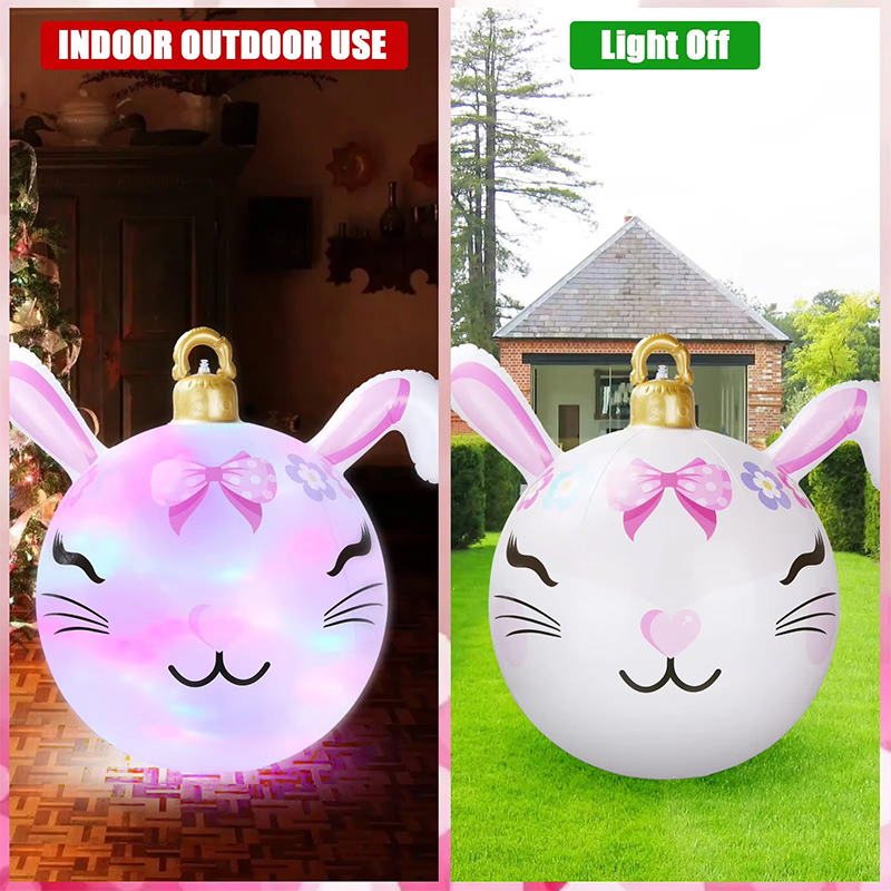 Inflatable Christmas Decoration Rabbit Ornament Ball with LED Light