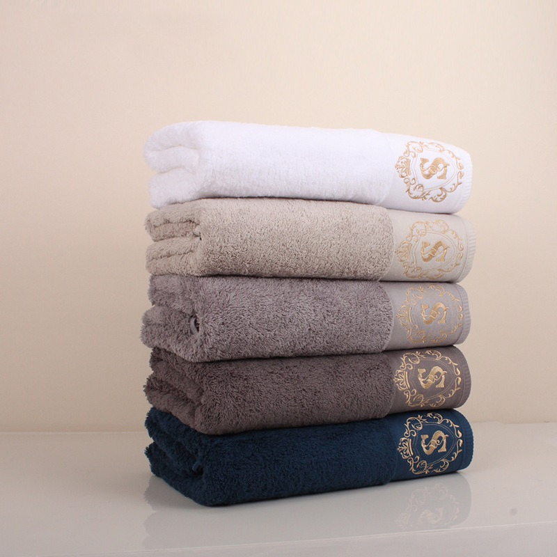 Embroidery Logo Hotel Home Use Adult Cotton Thicken Microfiber Face Towel 78*40