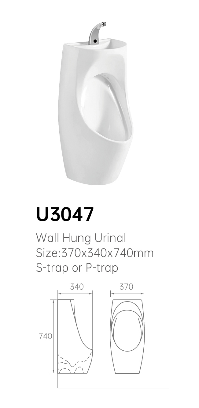 Modern Toilet Sink Urinal with Gravity Flushing and Integrated Sensor