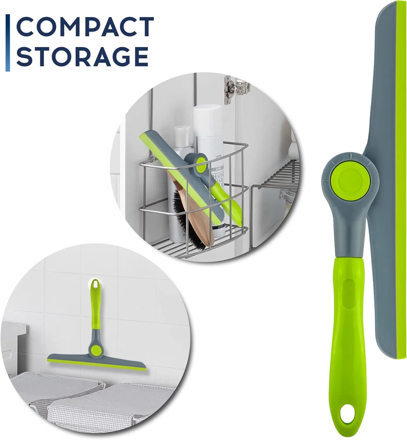 Green with Grey Squeegee for Glass Doors, Squeegee for Window Cleaning, All Purpose Window Cleaner Tool for Car Squeegee