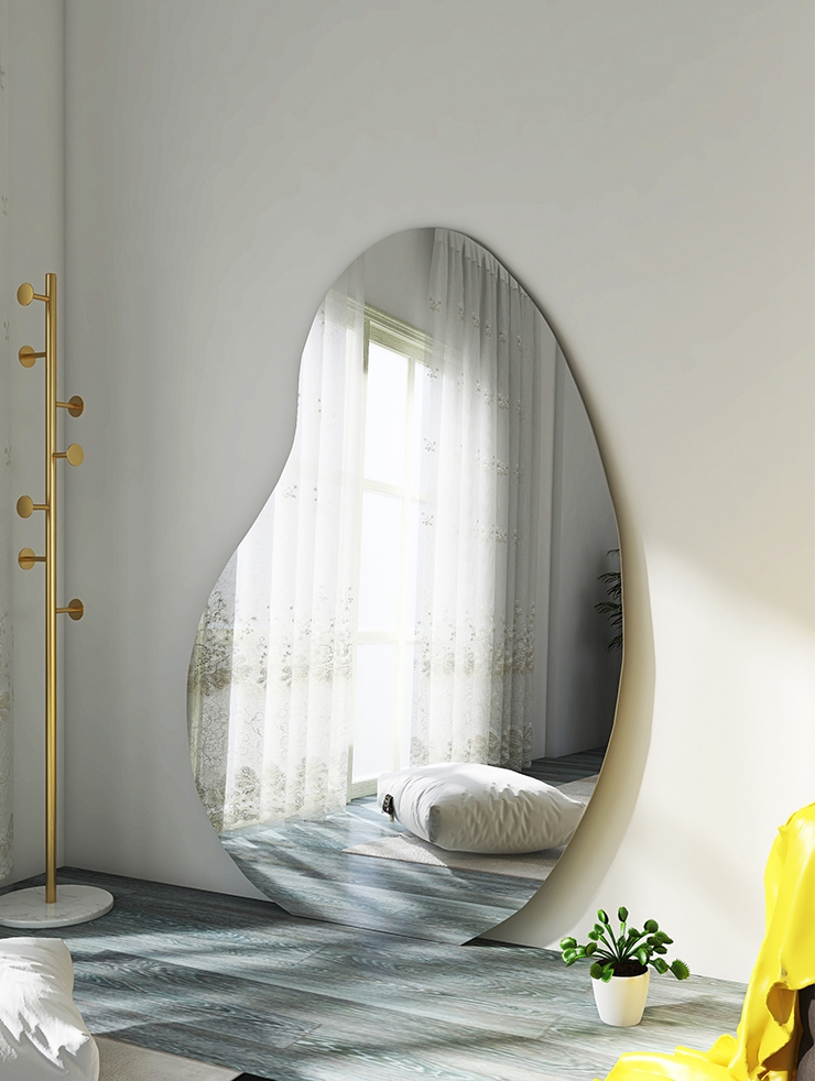 Irregular Silver Wall Decorative Full Smart Lamp Furniture Bathroom Dressing Makeup Mirror