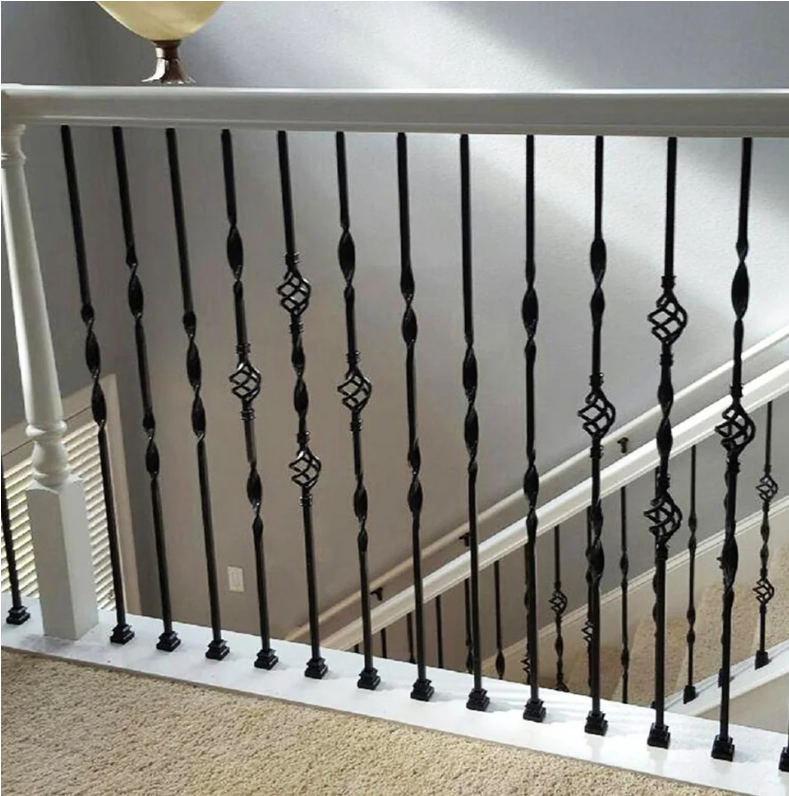 Double Ribbon Twist Wrought Iron Balusters for Stair Remodel