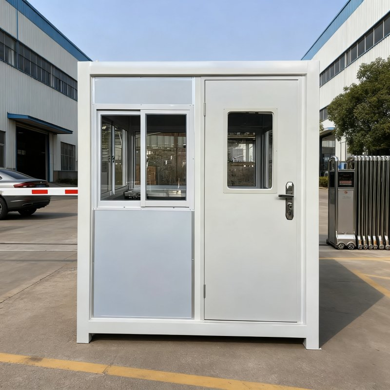 New Outdoor Steel Structure Portable Mobile Sandwich Panel Security Guard Booth for Residential Area Entrance Sentry Kiosk House