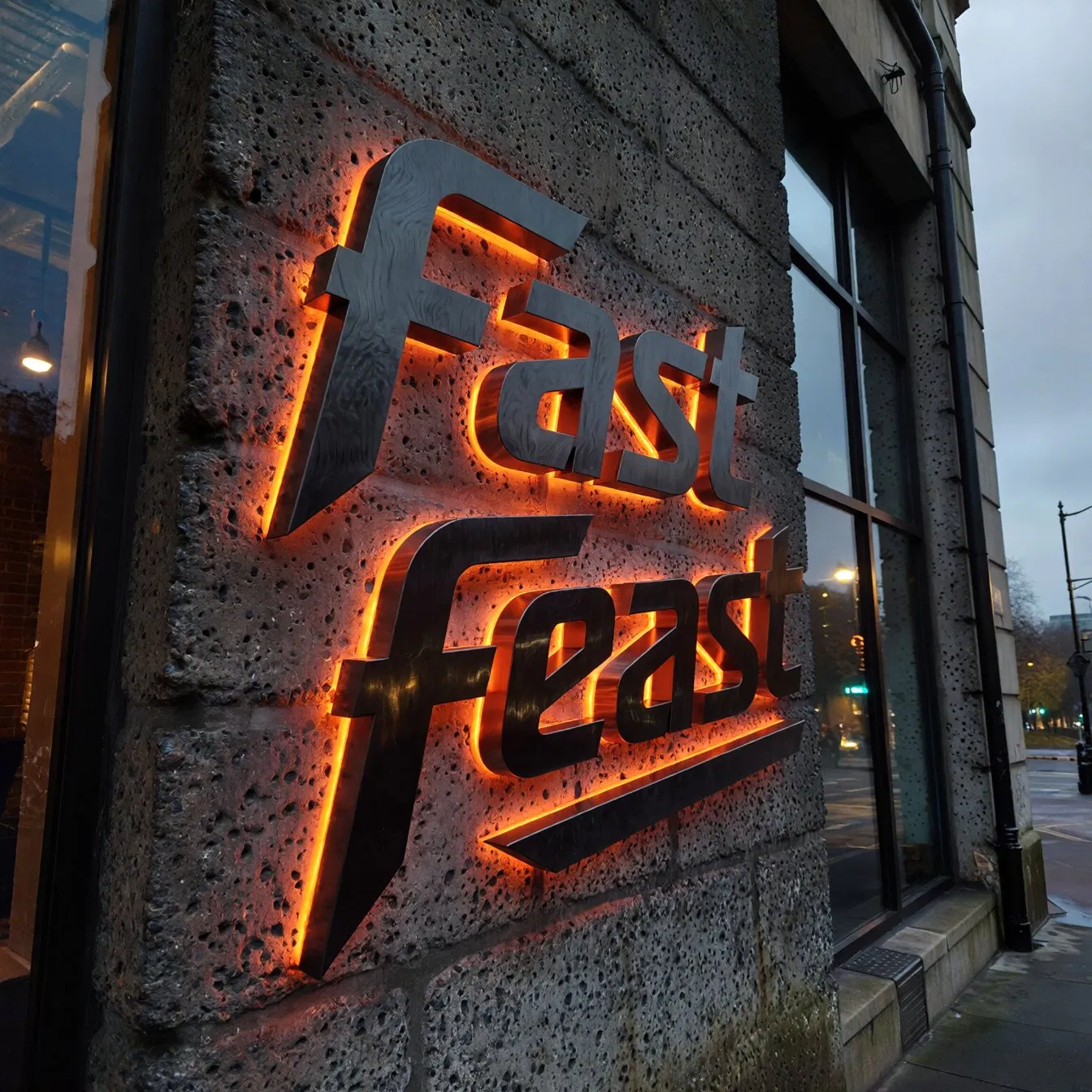 Warm Color Illuminated Signs for Memorable Advertising Experiences