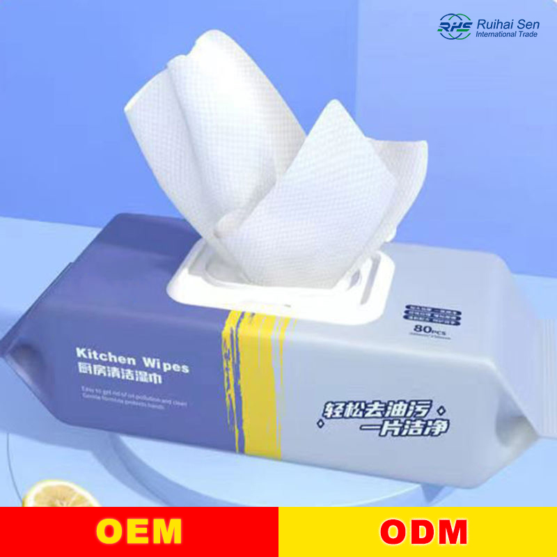 Wholesale Kitchen Cleaning Wet Wipes 80PCS Disposable Biodegradable Kitchen Wipes Kitchen Cleaning Wipes Family Daily Cleaning