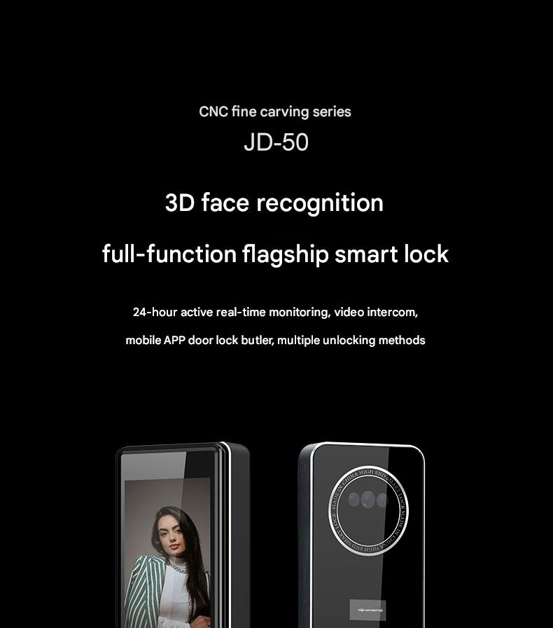 Intelligent Biometric Tuya Aluminium CNC Visual Intercom Smart Lock 3D Face Recognition