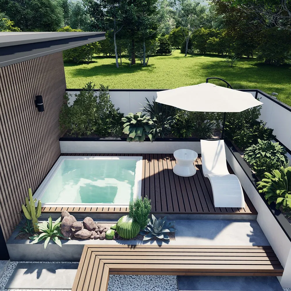 Фибростеклянная холодная купель с мозаикой для SPA