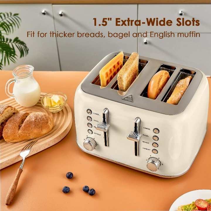 Hot Sale Reheat Function 6 Shade Settings 4 Slice Stainless Steel Toaster