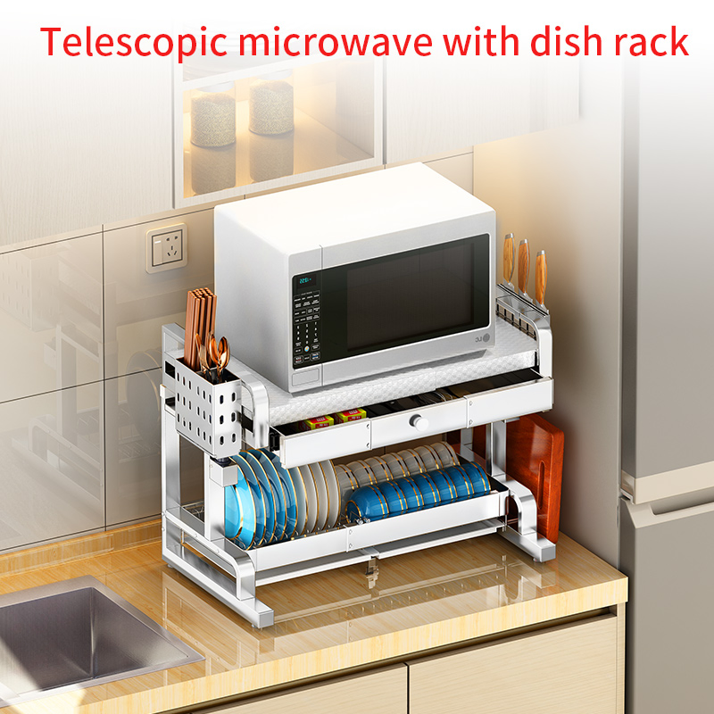 Family Kitchens Microwave Oven Stand Featuring Modern Steel Storage Rack