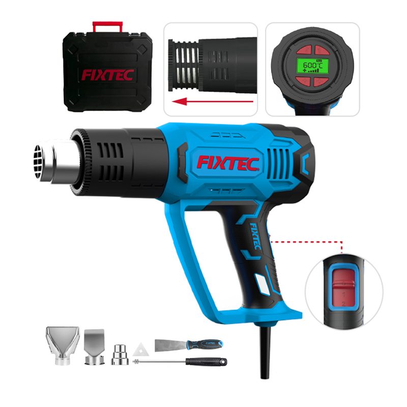 Fixtec 2000W Corded Electric Powered Temperature Control Digital Display Hot Air Gun Kit Heat Gun