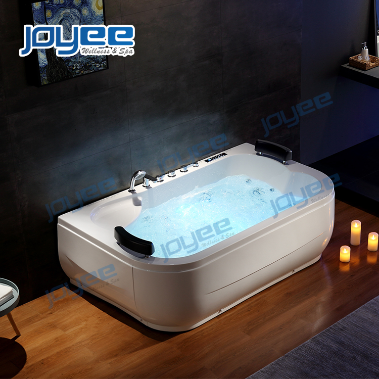 Joyee Factory Price Indoor 2 Persons Acrylic SPA Soaking Tub Whirlpool Bathtub with LED Lights