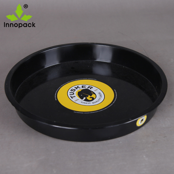 Custom Printed Black Round Tin Tray