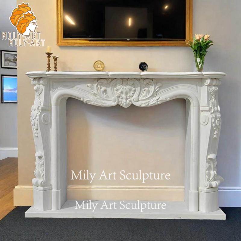 Fine Carving Natural Stone Decorative French Marble Fireplace Surround