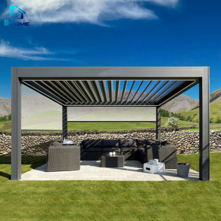 Custom Retractable Water Resistant Blade Aluminium Pergola Clear Roof Panels for Pergola