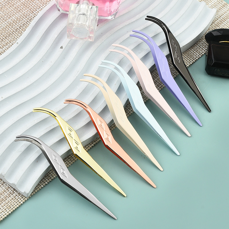 Curved Tip Stainless Steel Makeup Beauty Tool Lash Applicator Eyelash Extention Tweezers