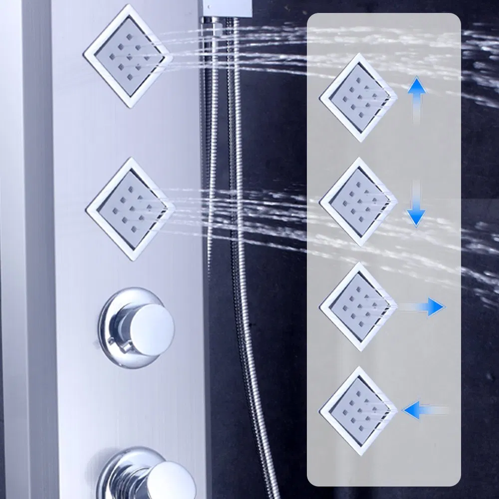 Modern Brushed Stainless Steel LED Shower Panel with 5 Functions