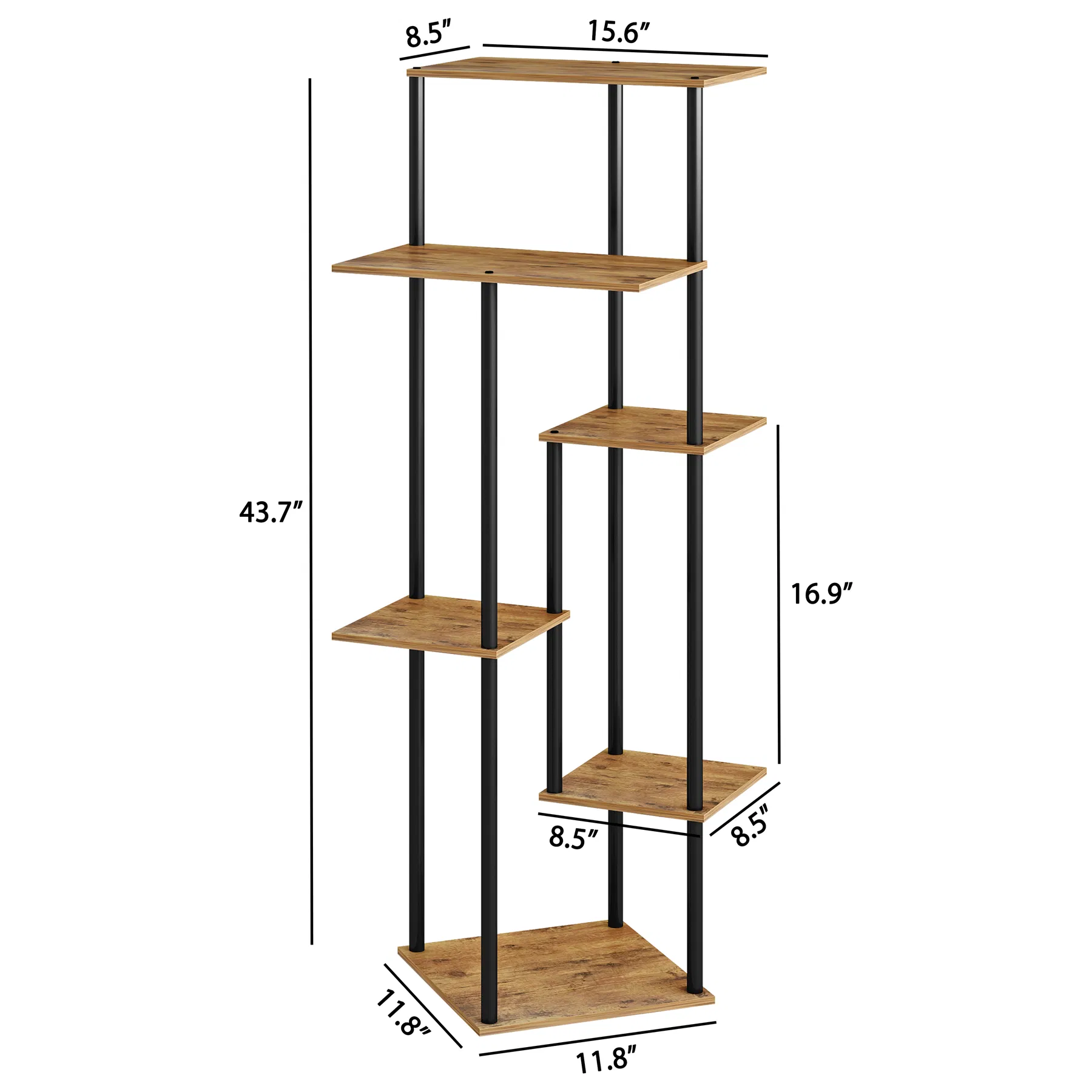 6-Tier Indoor Corner Brown Flower Pots Plant Rack Stand for Living Room