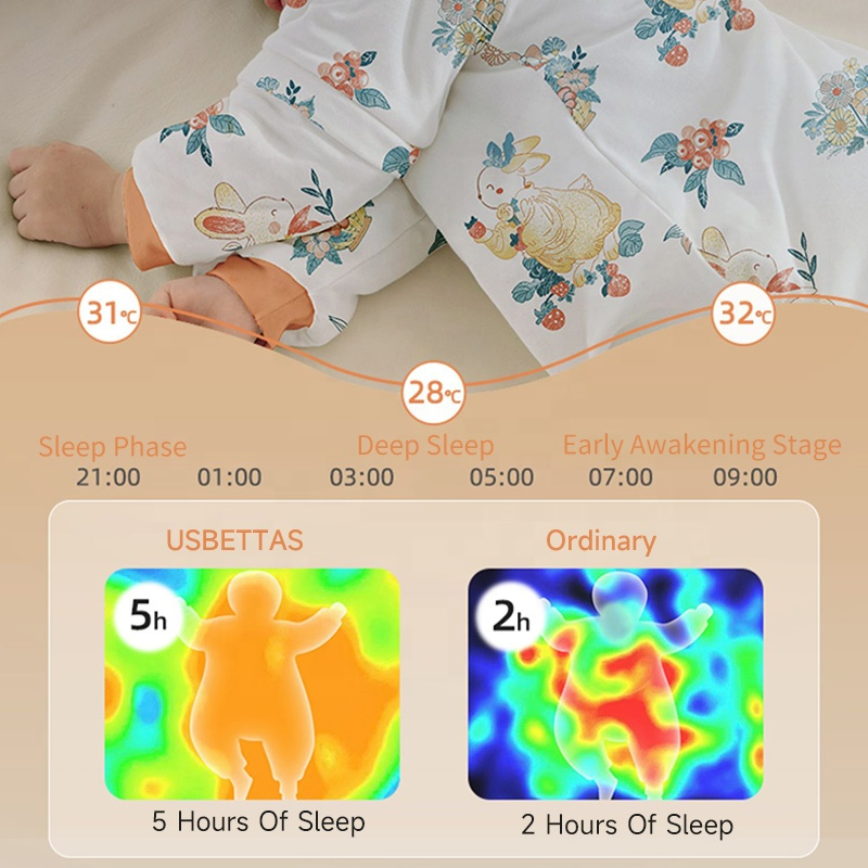 Children Winter Split Legs Sleeping Bag Thermostatic Baby Bamboo Cotton Sleeping Sack