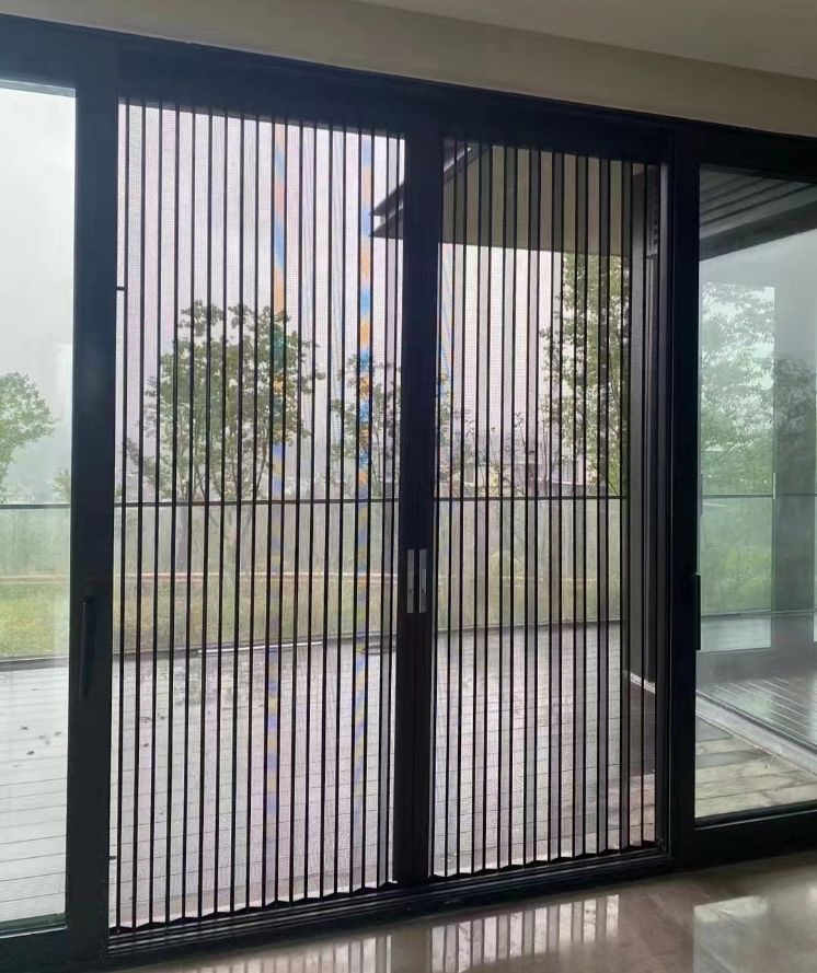 Wholesale Flat Screen Doors Windows Aluminum Alloy Gold Steel Mesh Low Gauge Trackless Invisible Folding Screen Doors Windows