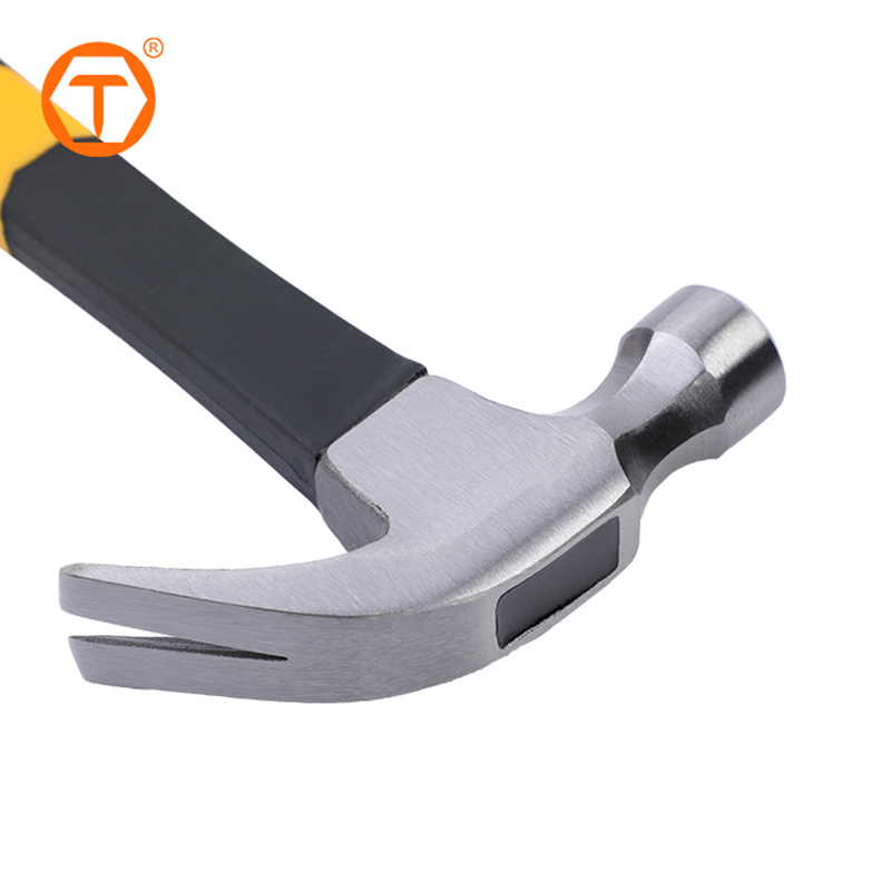 Professional 16oz Carbon Steel Hand Tool Fiberglass Handle Claw Hammer for Repairing