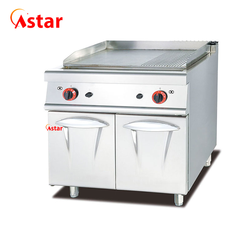Ce Approved Catering Equipment 1/3 Grooved Gas Griddle with Cabinet