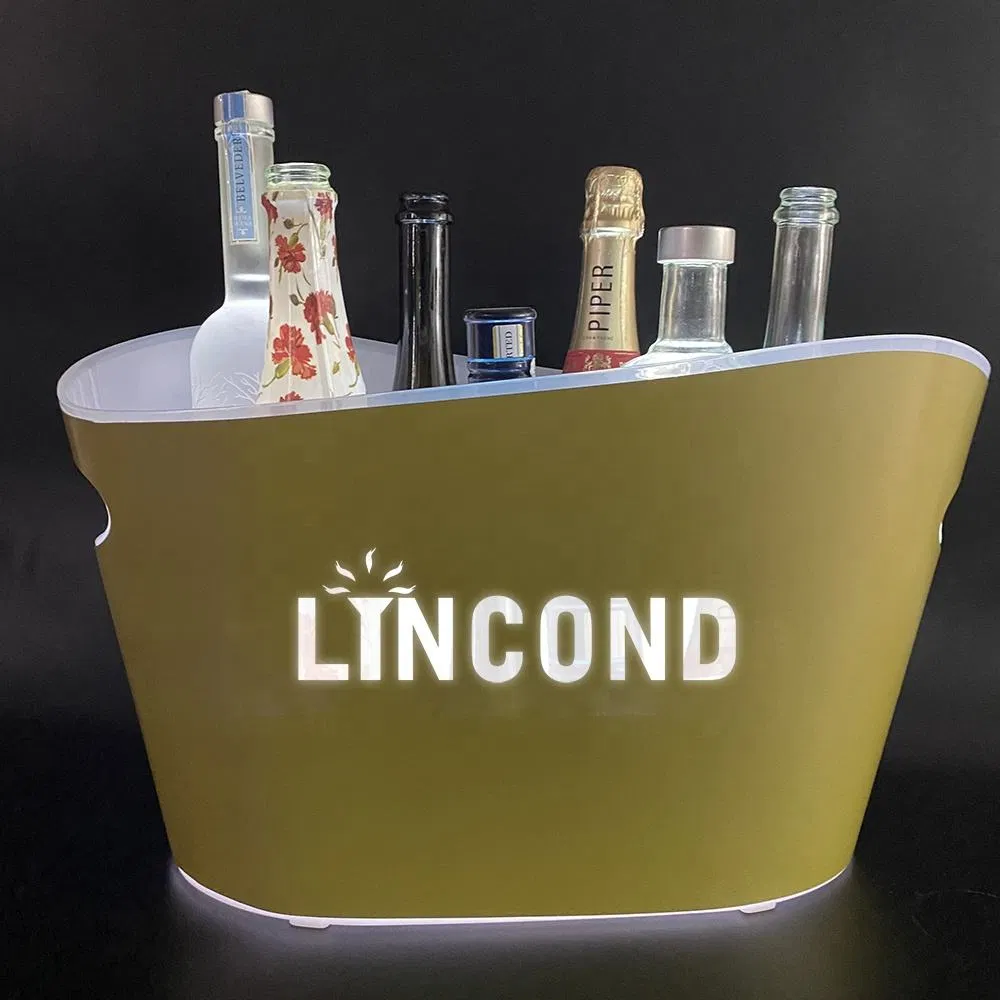 Various LED OEM Custom Print Big Capacity 3.5L 8L 12L Various Plastic Clear LED Light Ice Bucket for Bar