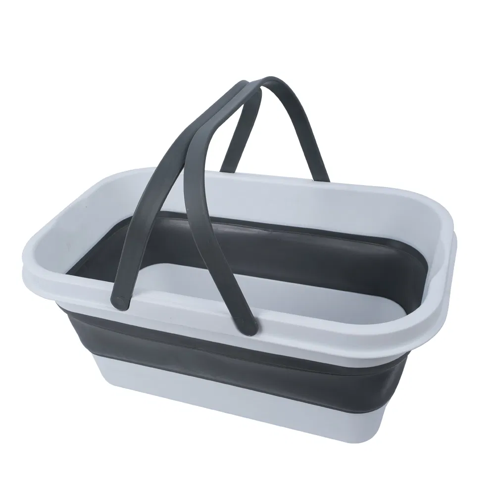 Mops Folding Bucket Hands-Free Multi-Function Rectangular Lazy Flat Portable Mops Bucket Silicone Household Mops Bucket 12053